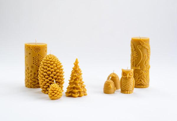 Snowflake Beeswax Candle Pillar